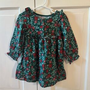 Cat & Jack Floral Green and Red Dress
